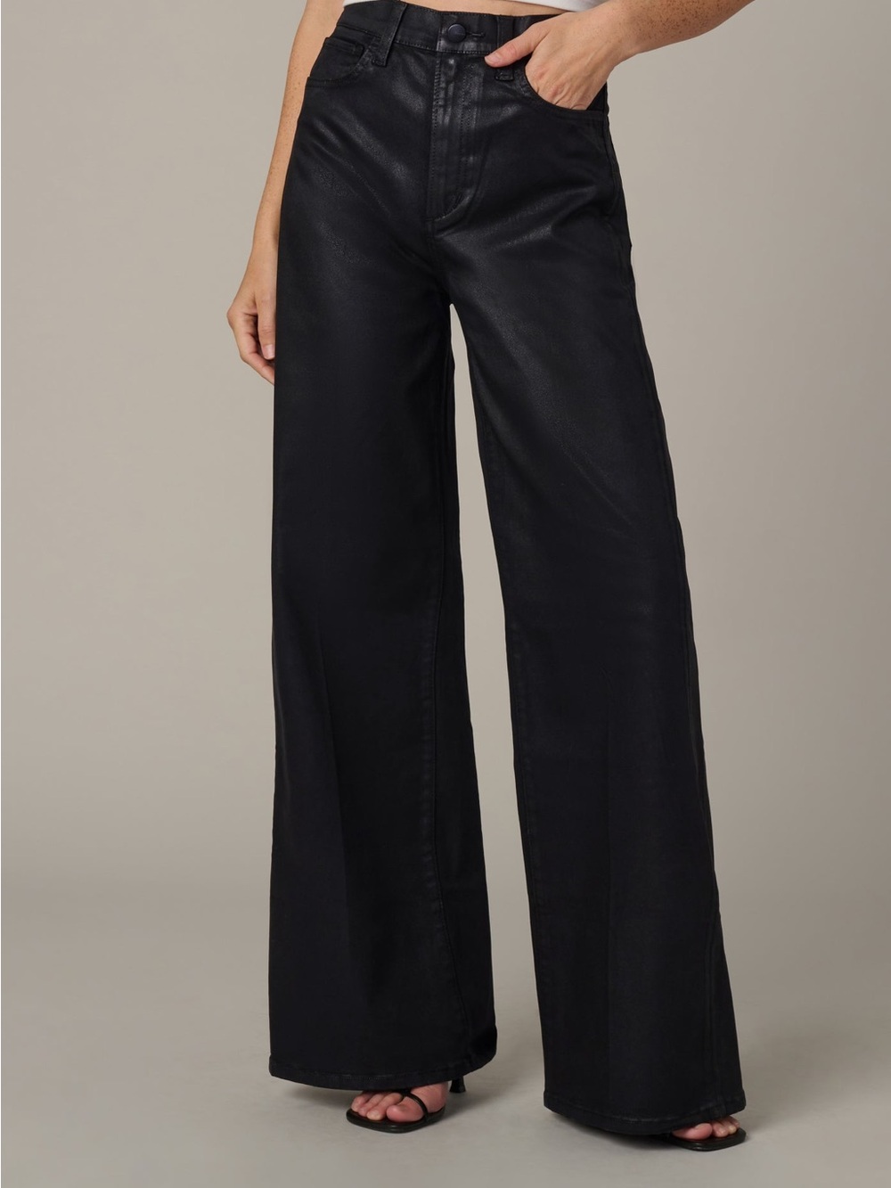 Joe's Jeans The Mia Petite Coated Wide Leg Jeans Black 25